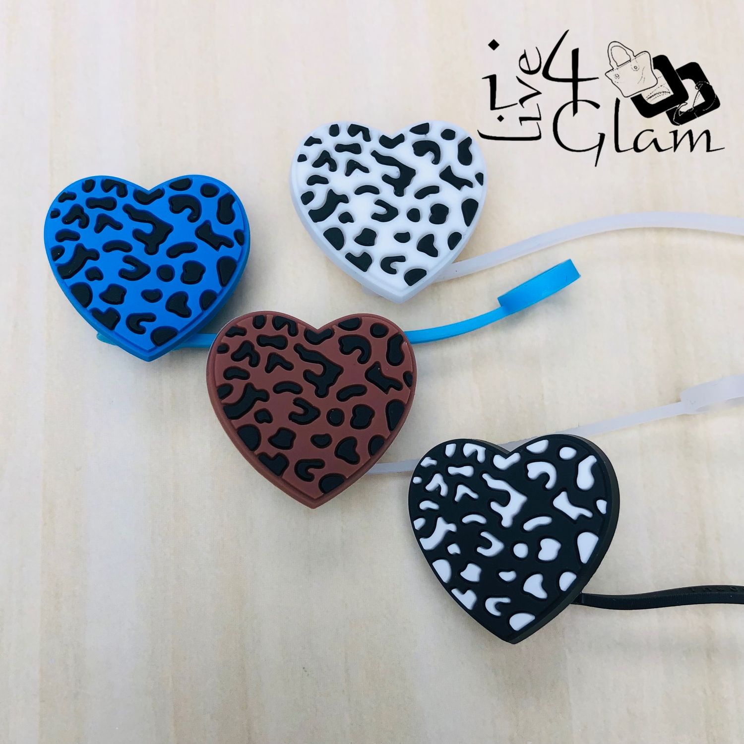 Cheetah Print Heart Large Silicone Straw Cover