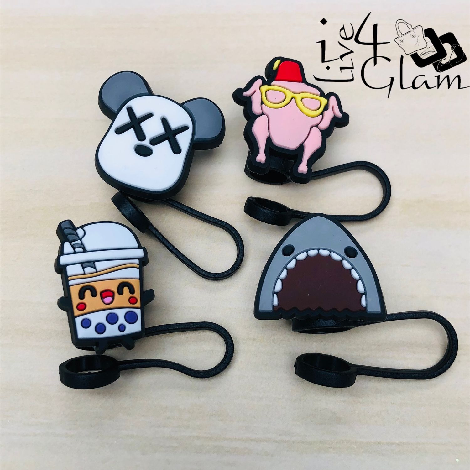 Large Black Silicone Straw Cover