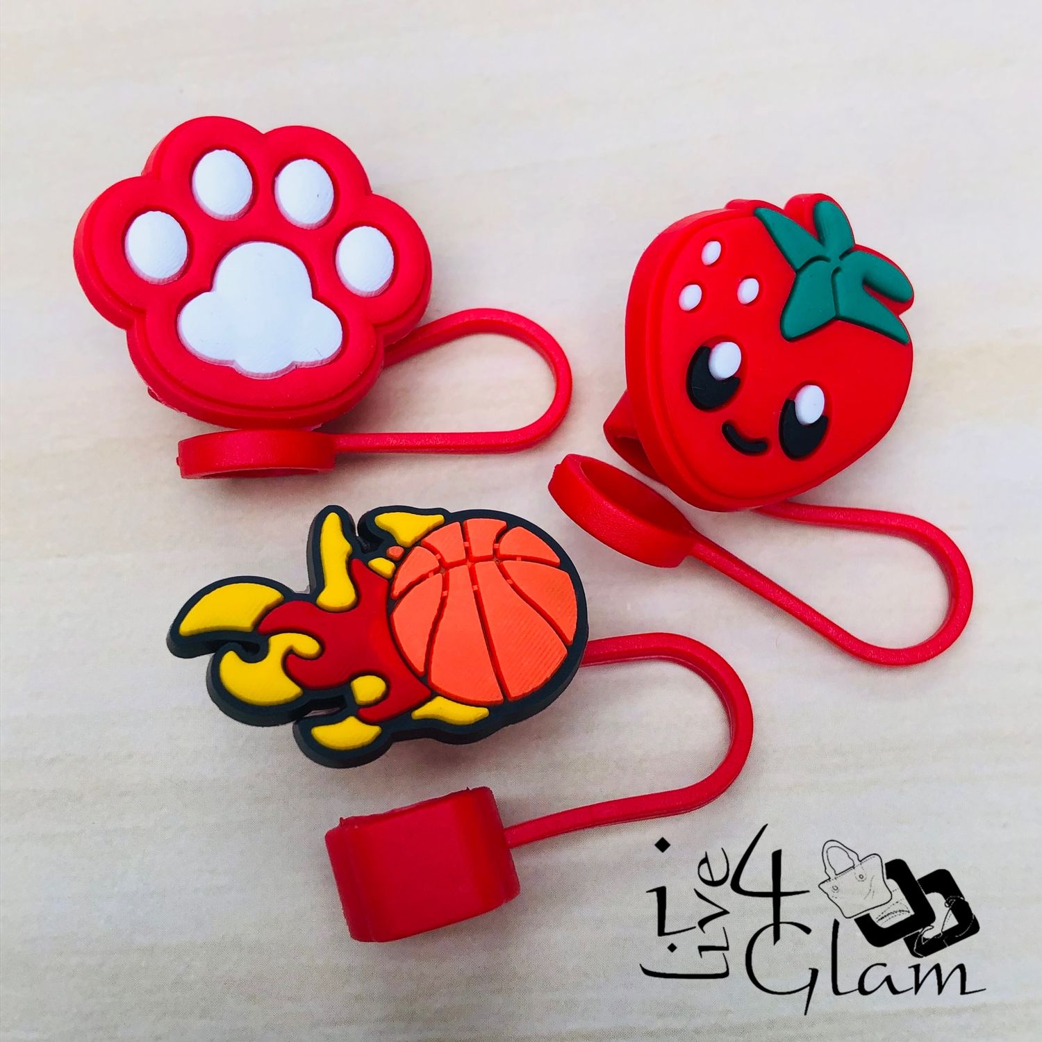 Large Red Silicone Straw Cover