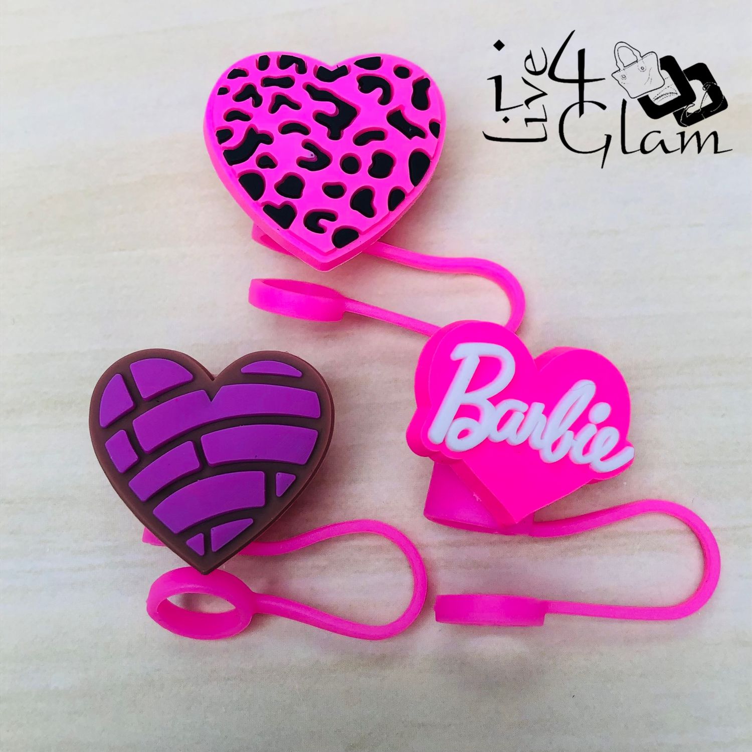 Large Pink Heart Silicone Straw Cover