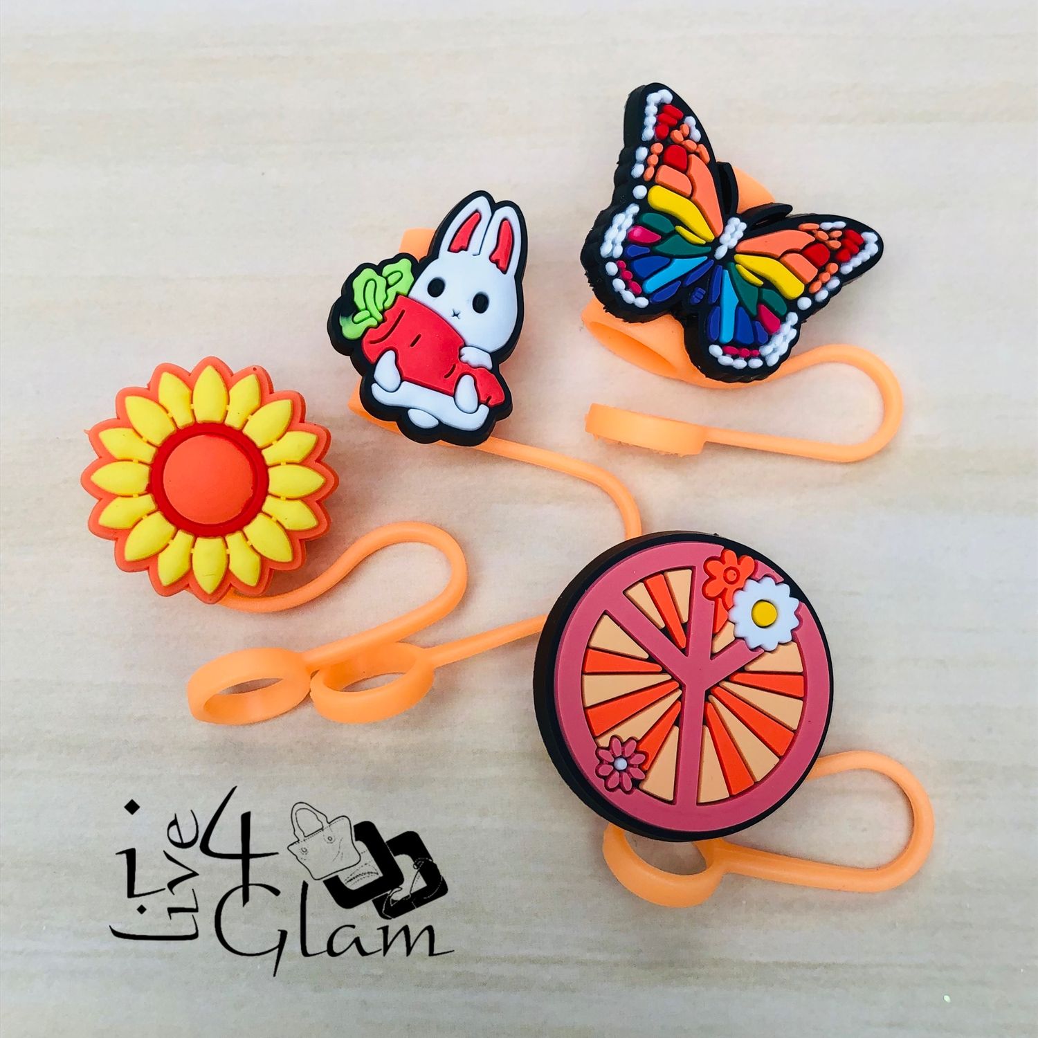 Large Orange Silicone Straw Cover