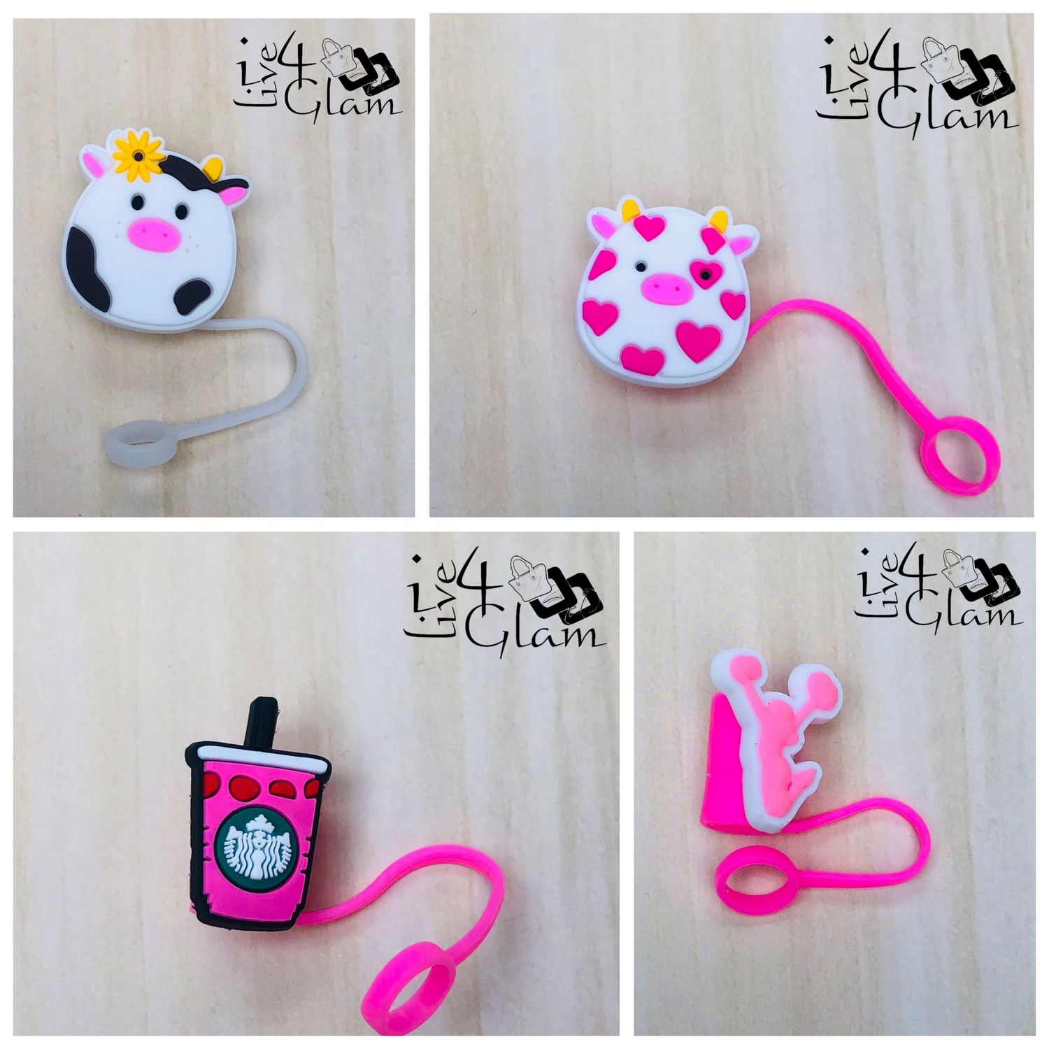 Large Pink Silicone Straw Cover