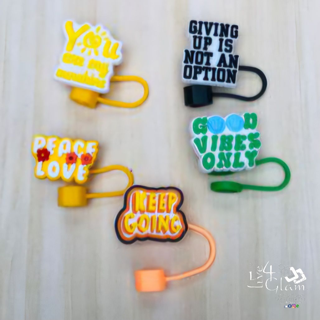 Large Slogan Silicone Straw Cover