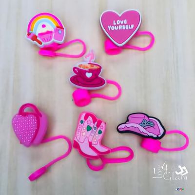 Large Pink Silicone Straw Cover