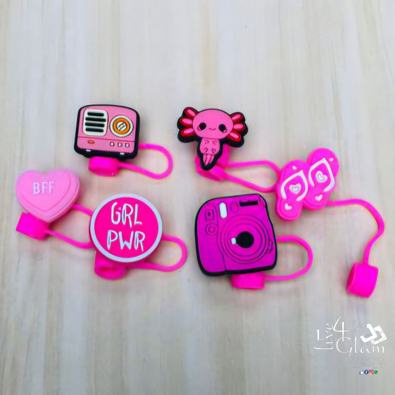 Large Pink Silicone Straw Cover