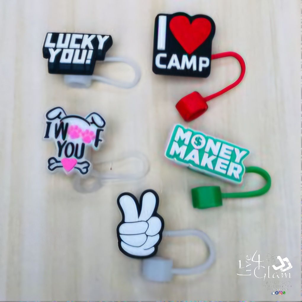 Large Slogan Silicone Straw Cover