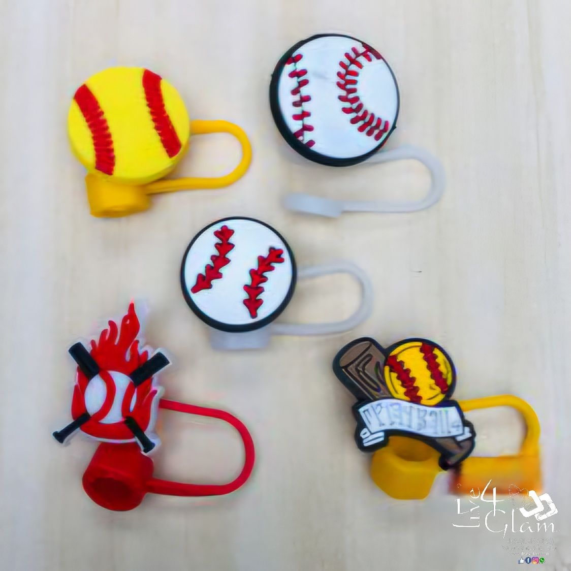 Large Baseball Silicone Straw Cover