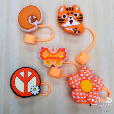 Large Orange Silicone Straw Cover