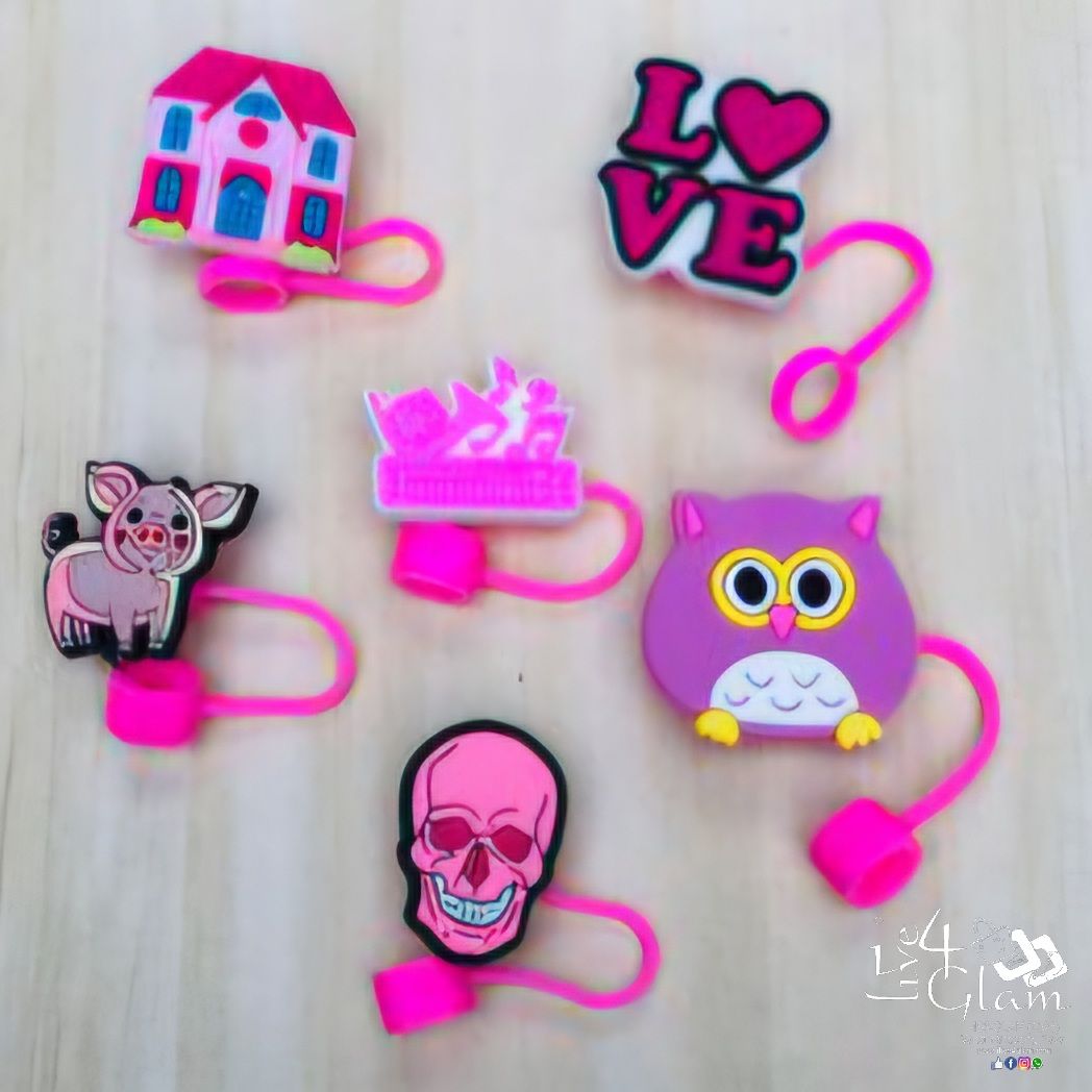 Large Pink Silicone Straw Cover