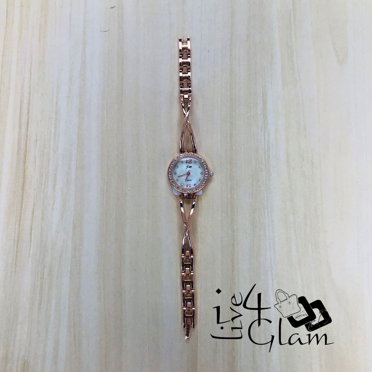Rose Gold Round CZ  Face Watch