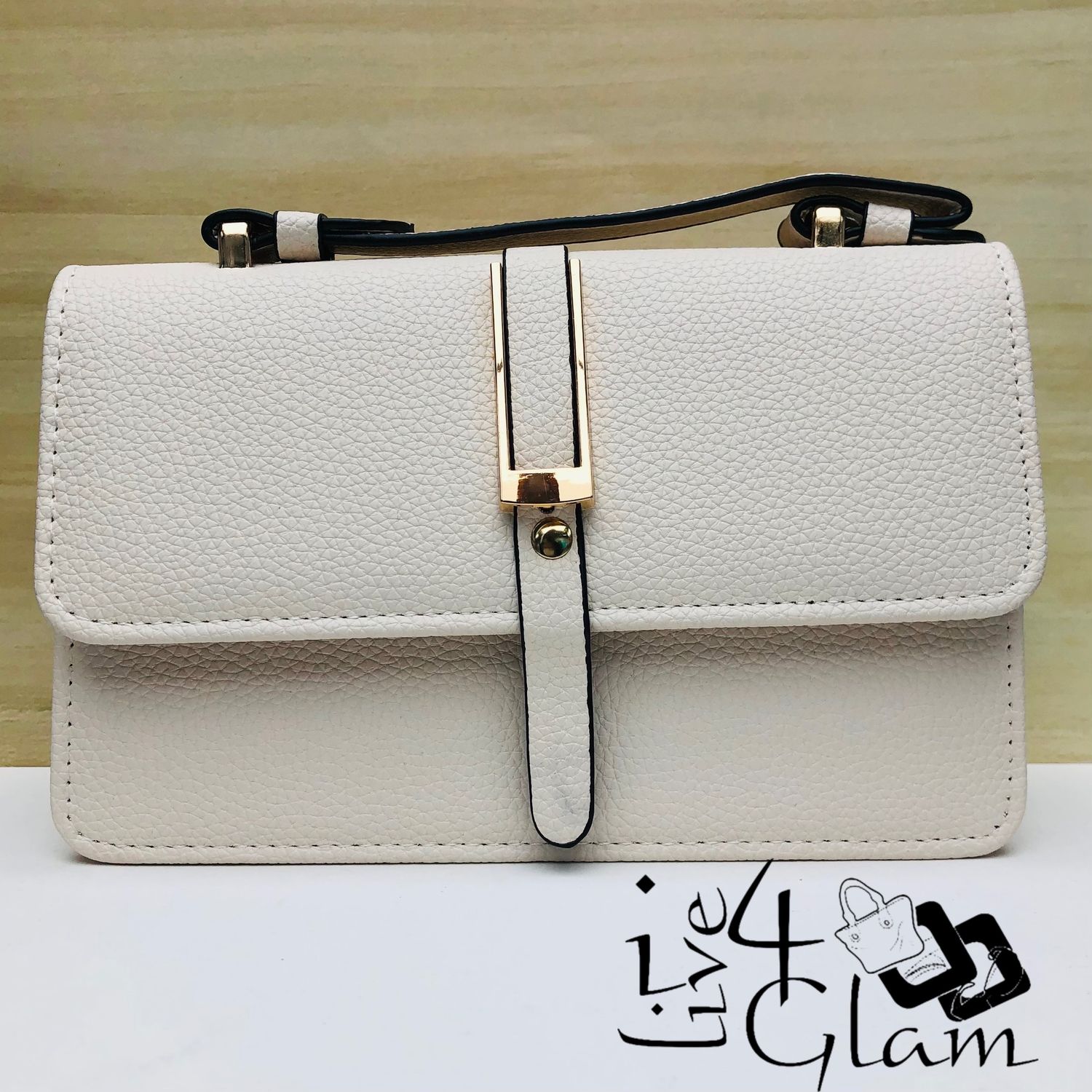Faux Leather Mini Satchel Beige
