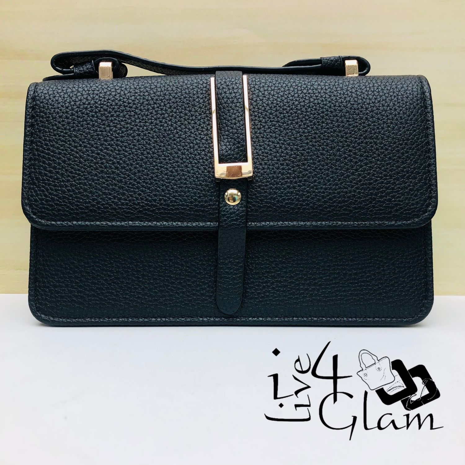 Faux Leather Mini Satchel Black