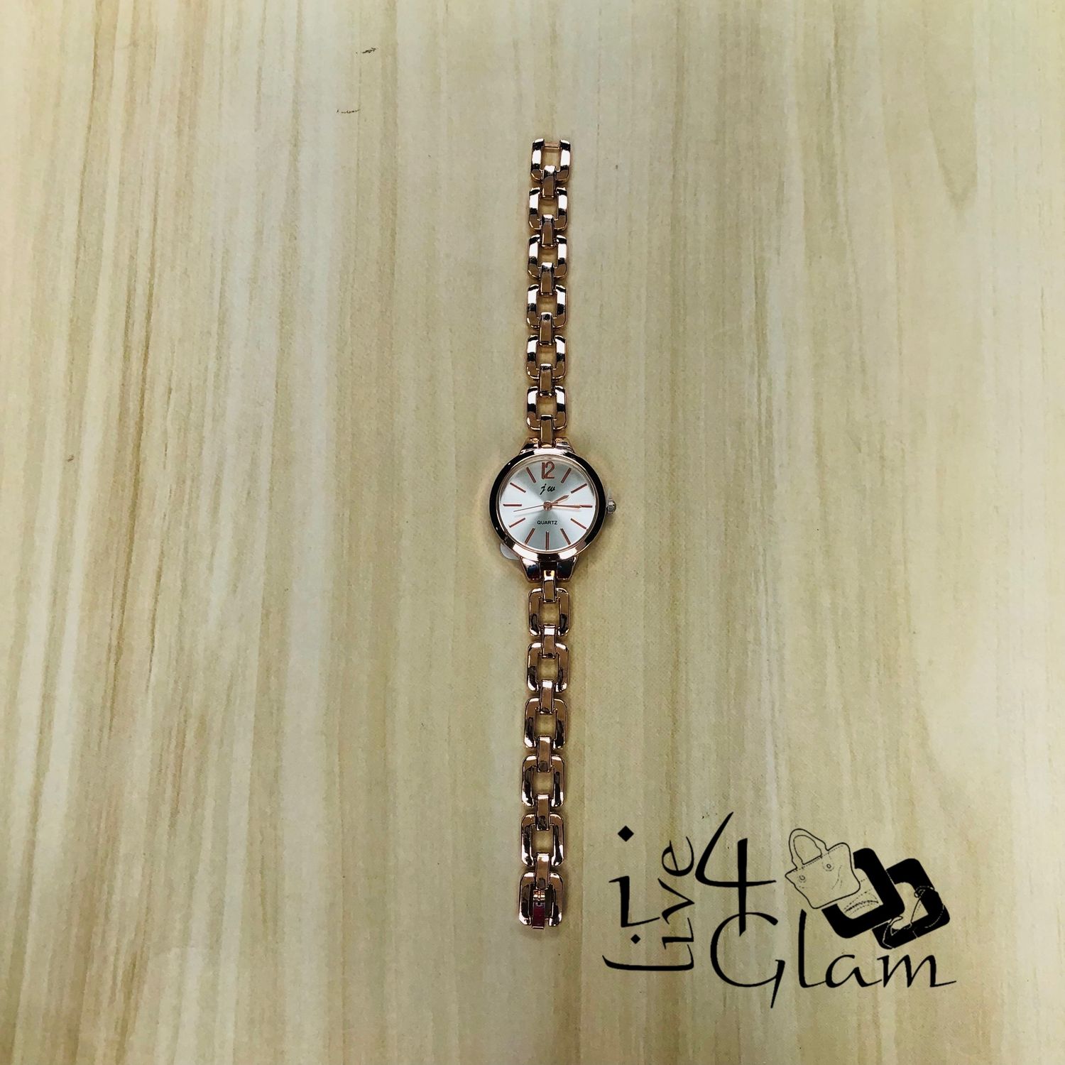 Rose Gold Round Watch Chain Link Band