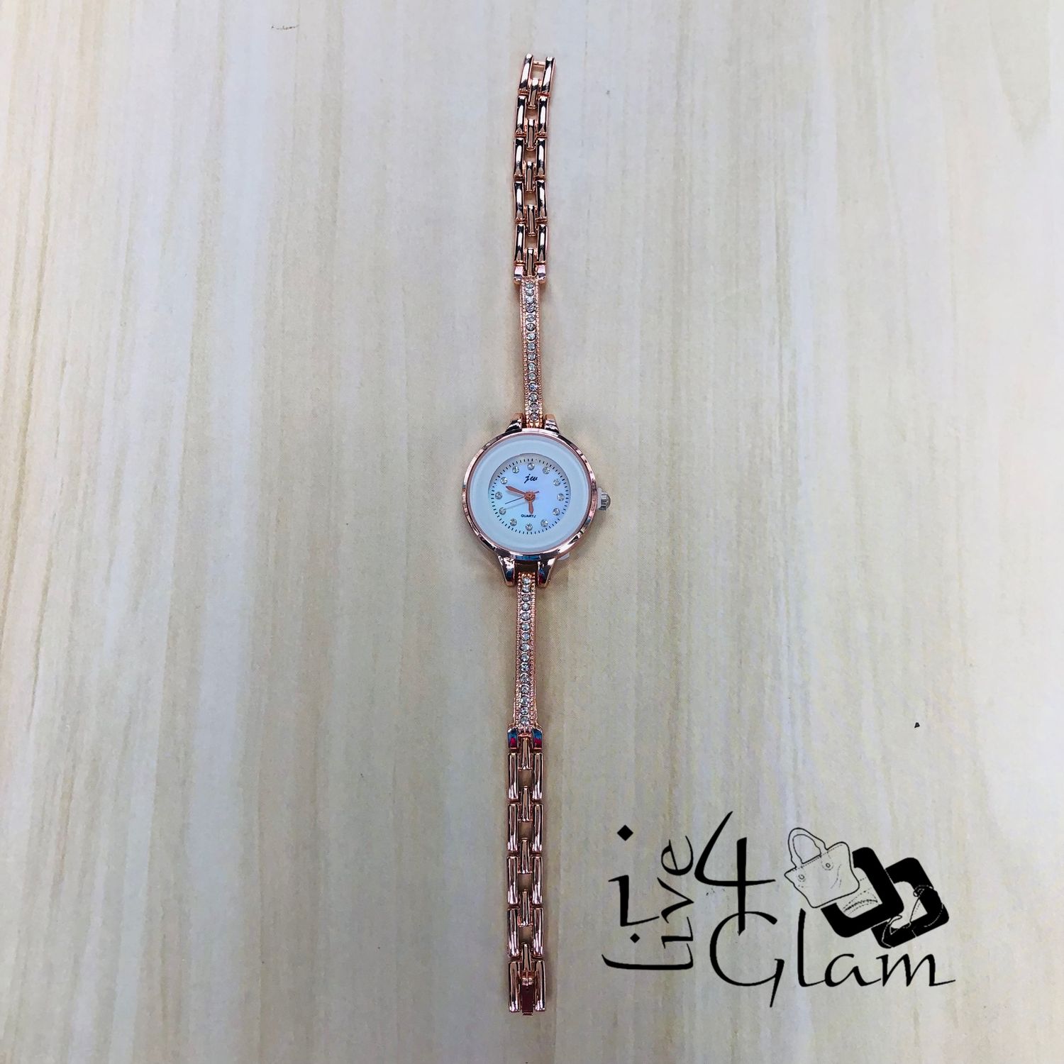 Rose Gold Round Watch CZ Band