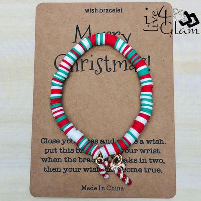 Wish Christmas Bead Bracelet Candy Cane