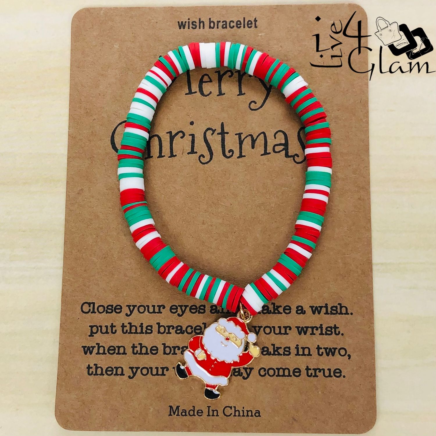 Wish Christmas Bead Bracelet Santa