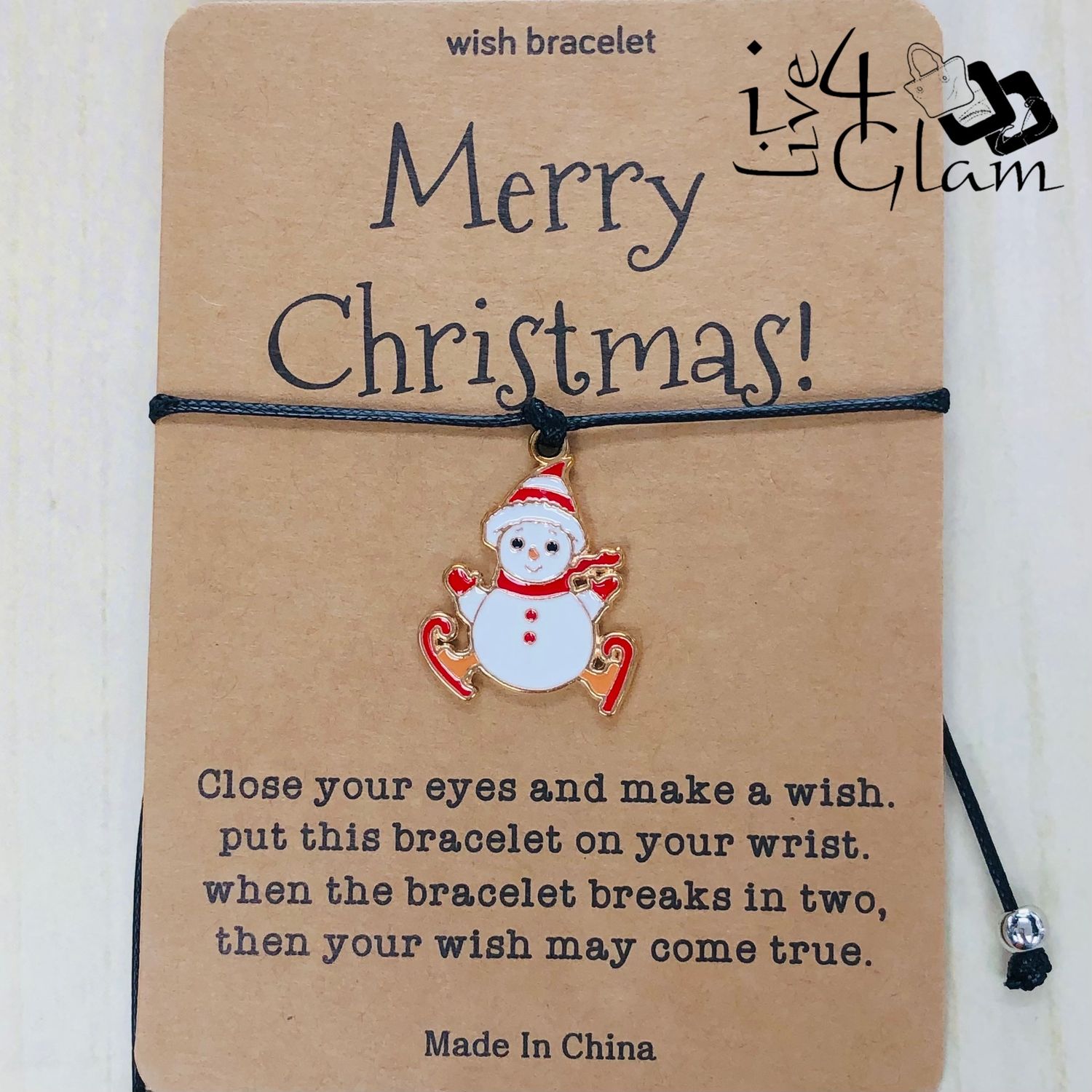 Wish Christmas Pull String Bracelet Snowman