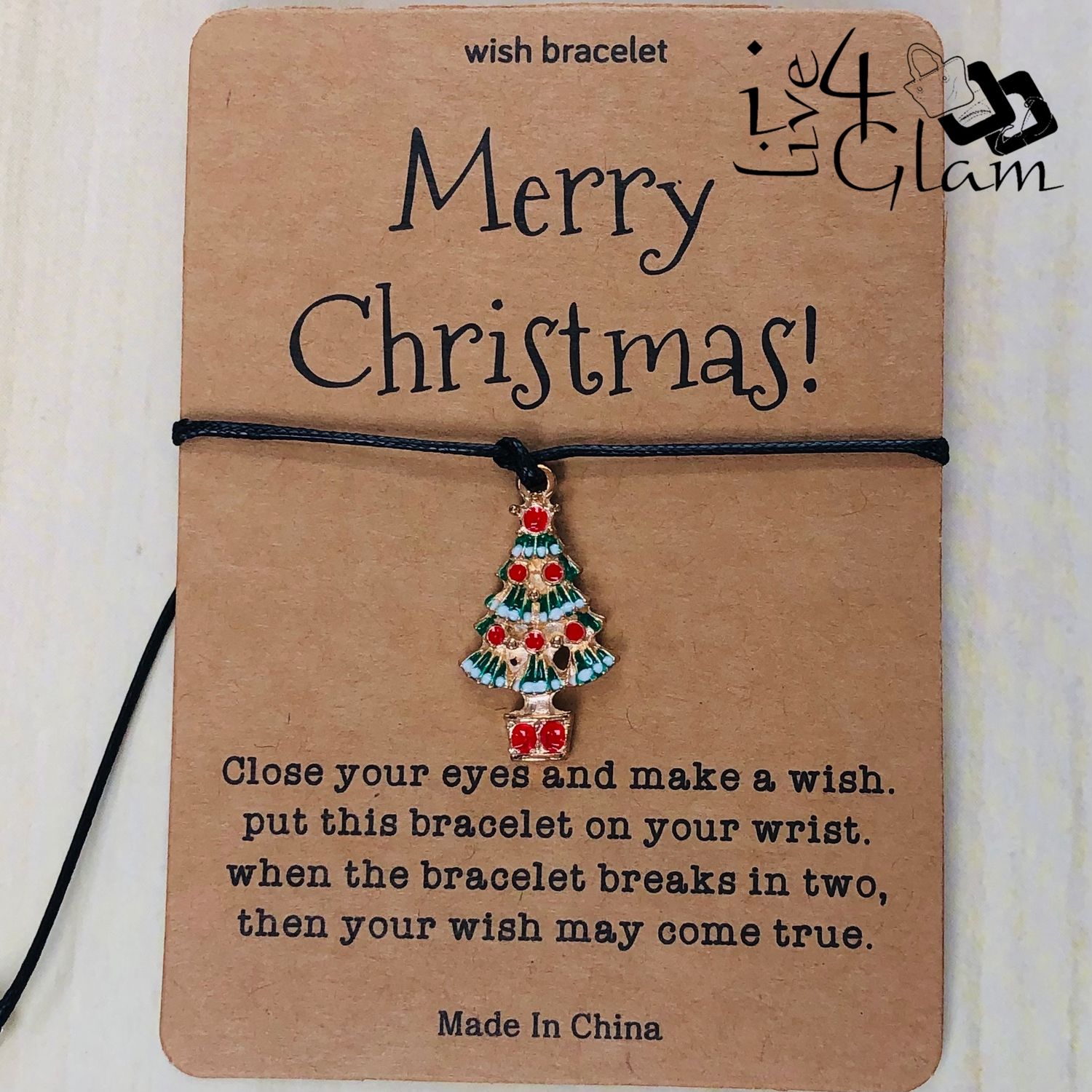 Wish Christmas Pull String Bracelet Tree