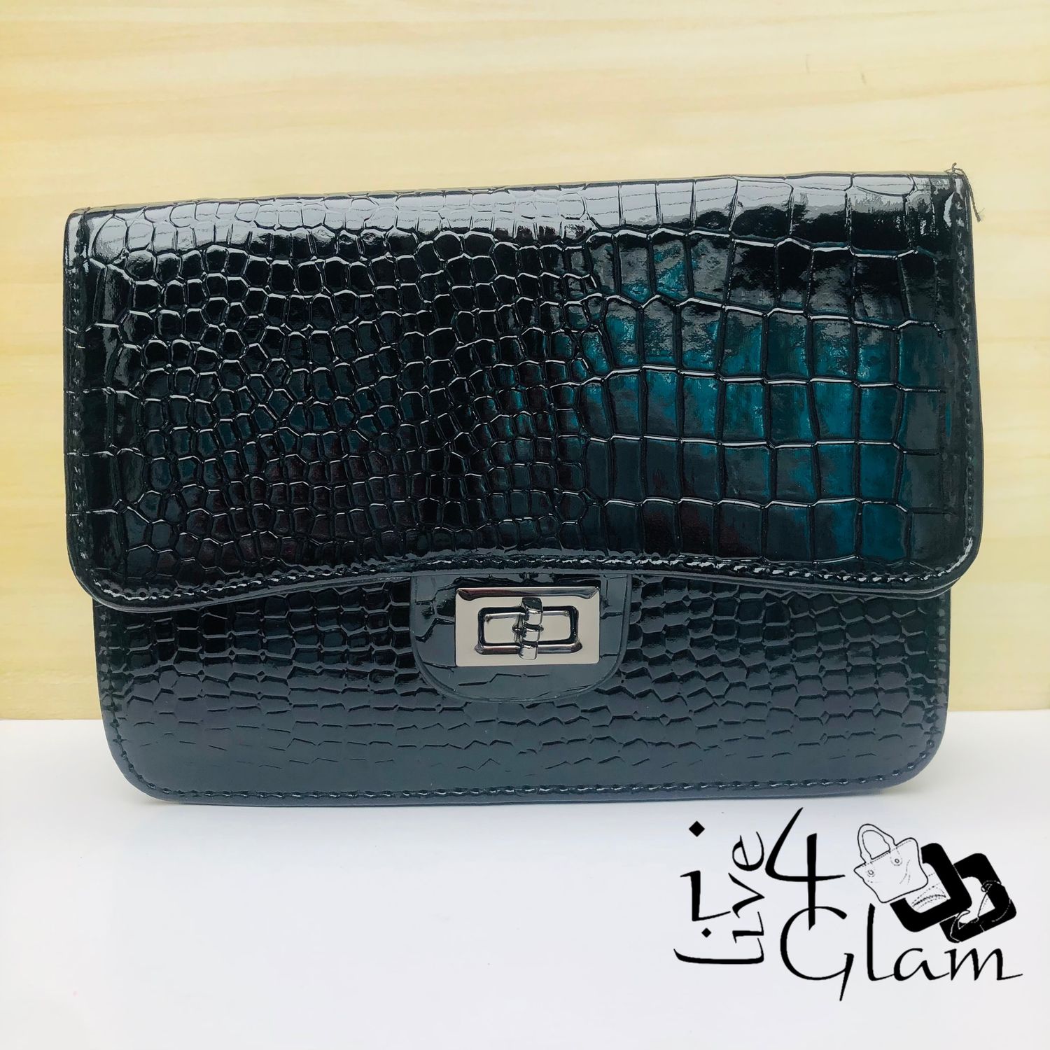 Snake Print Mini Satchel Black