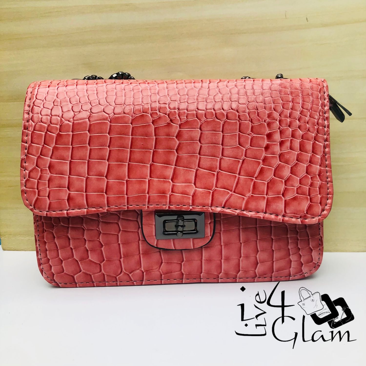 Snake Print Mini Satchel Coral