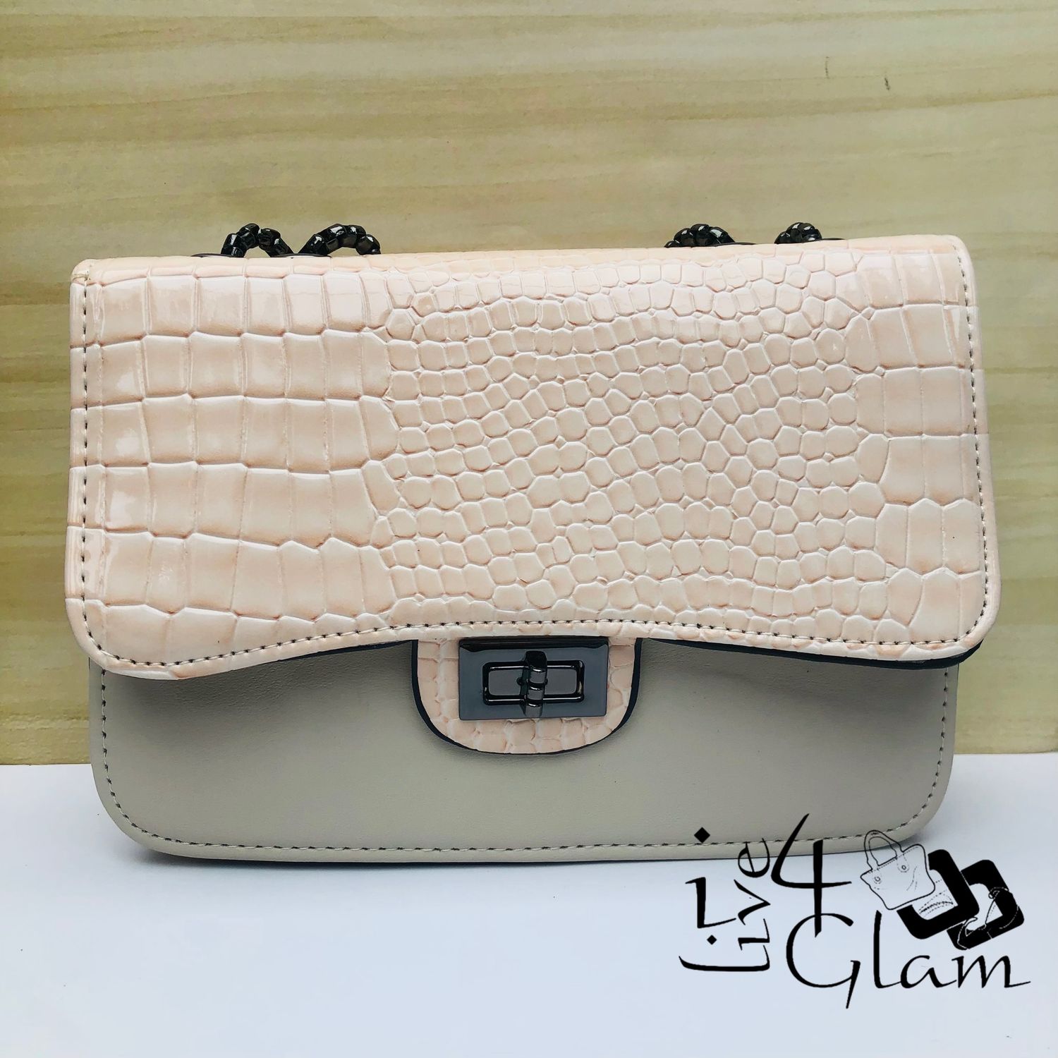 Snake Print Mini Satchel Beige