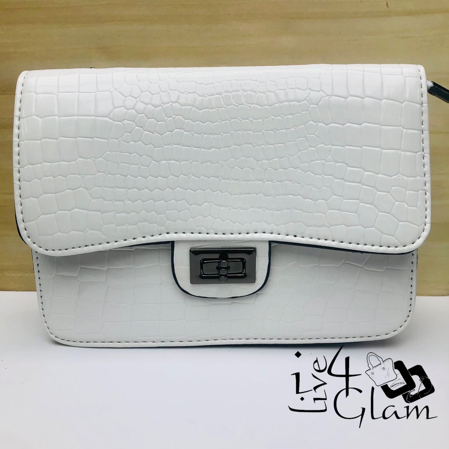 Snake Print Mini Satchel White