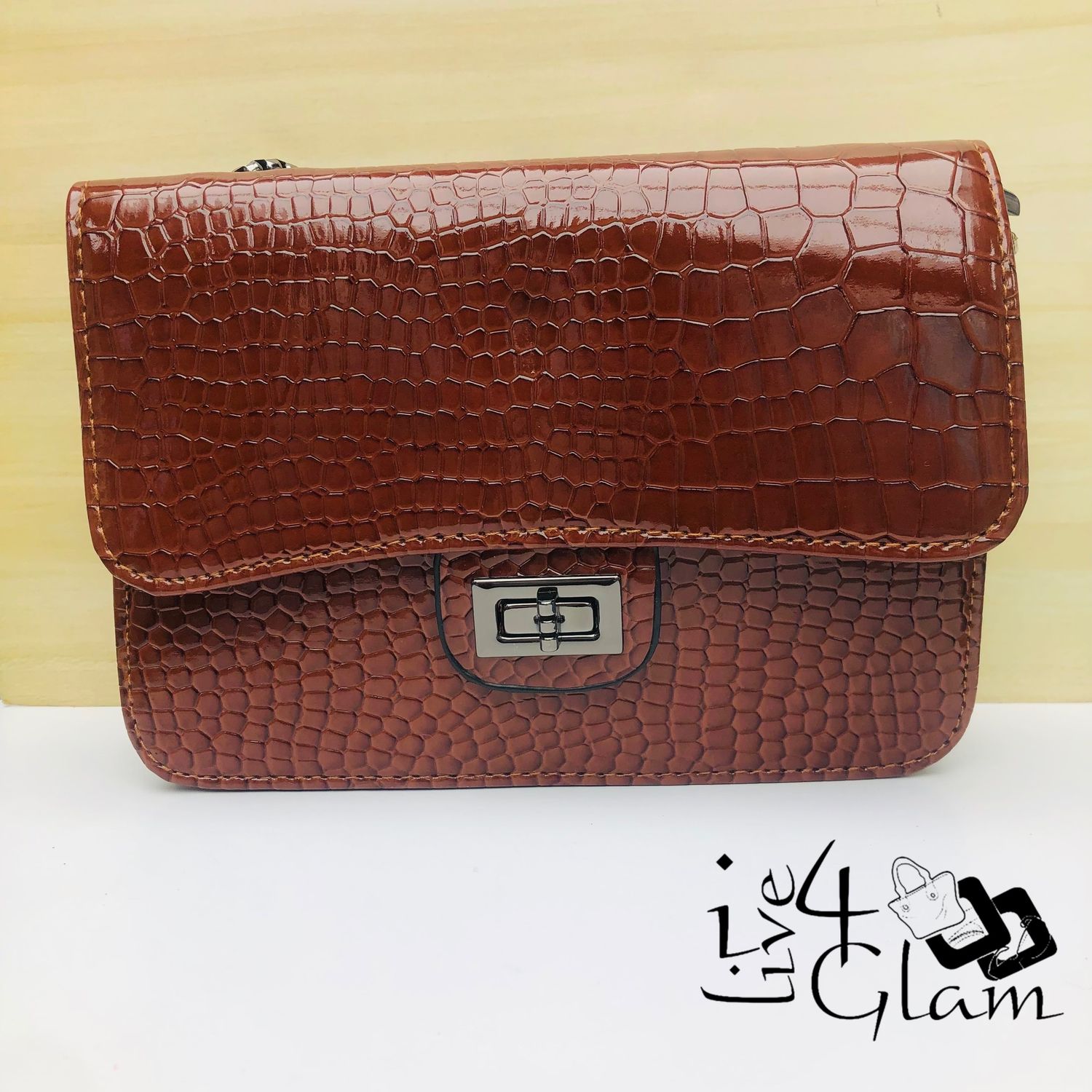 Snake Print Mini Satchel Brown