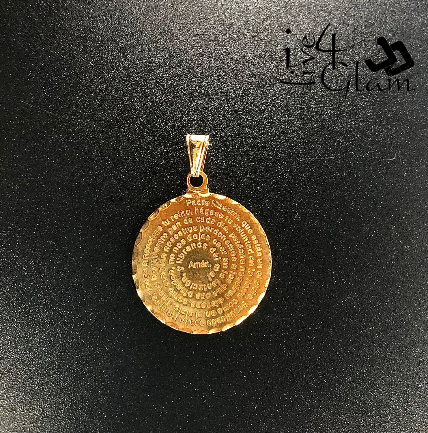 Stainless Steel Gold 1&quot; Round Lord&#39;s Prayer Pendant