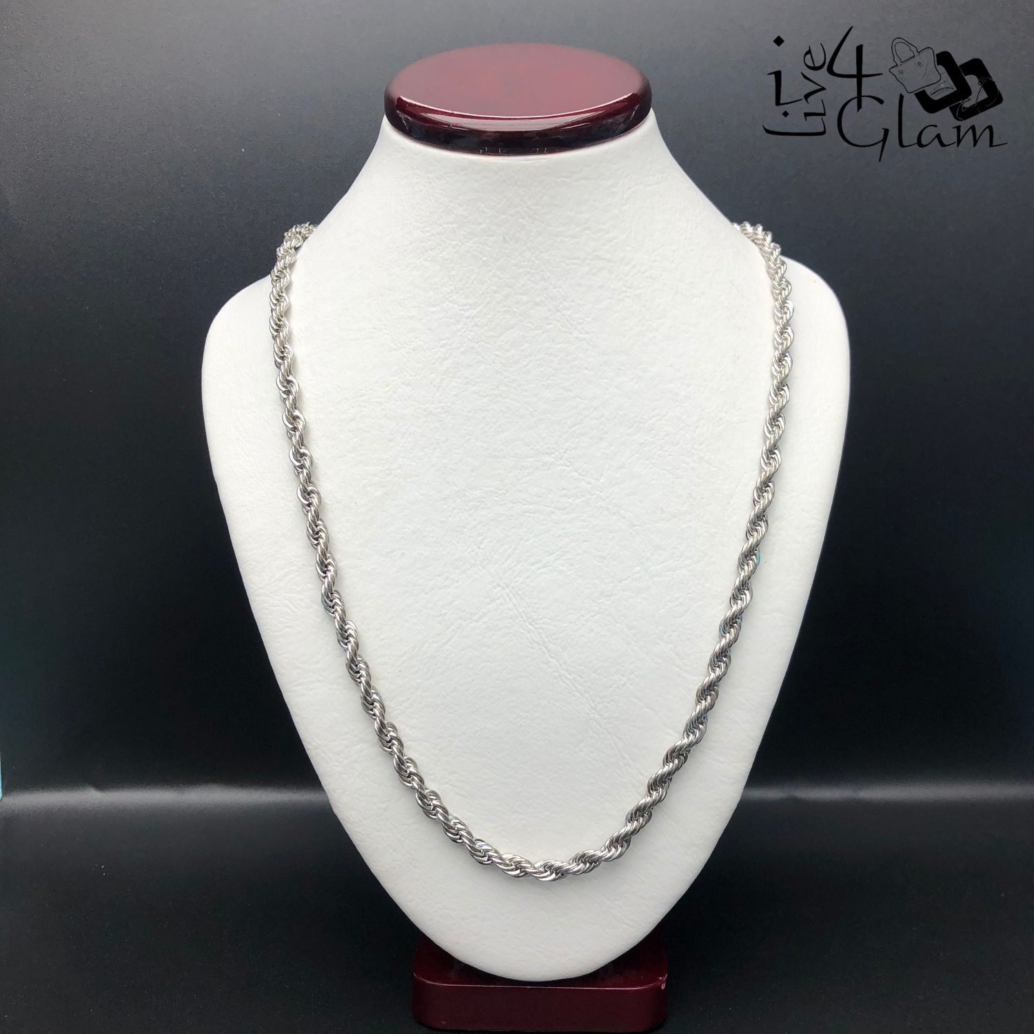 Stainless Steel Silver 24&quot; Rope Chain 4mm