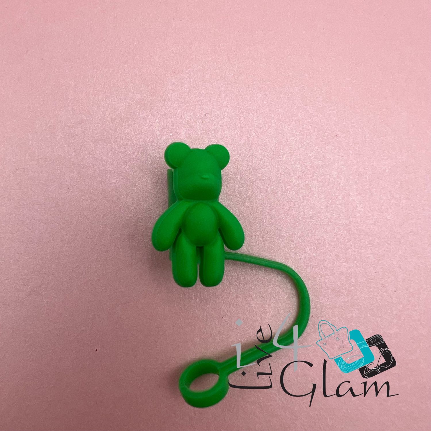Animal Silicone Straw Cover, Style: Green Bear
