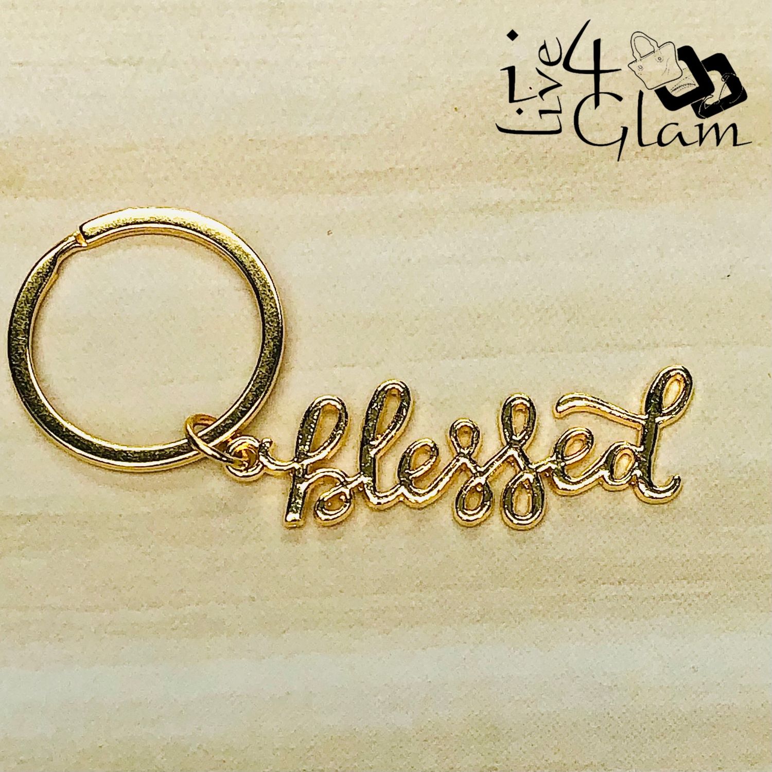 Gold Tone Blessed Key Chain