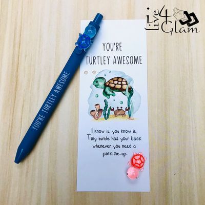 You're Really Awesome Glow Turtle Bookmark and Pen