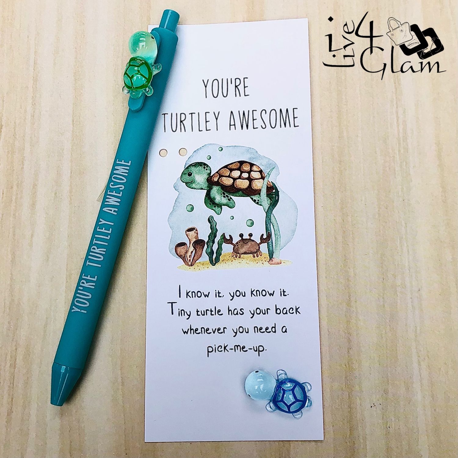 You&#39;re Really Awesome Glow Turtle Bookmark and Pen, Color: Teal