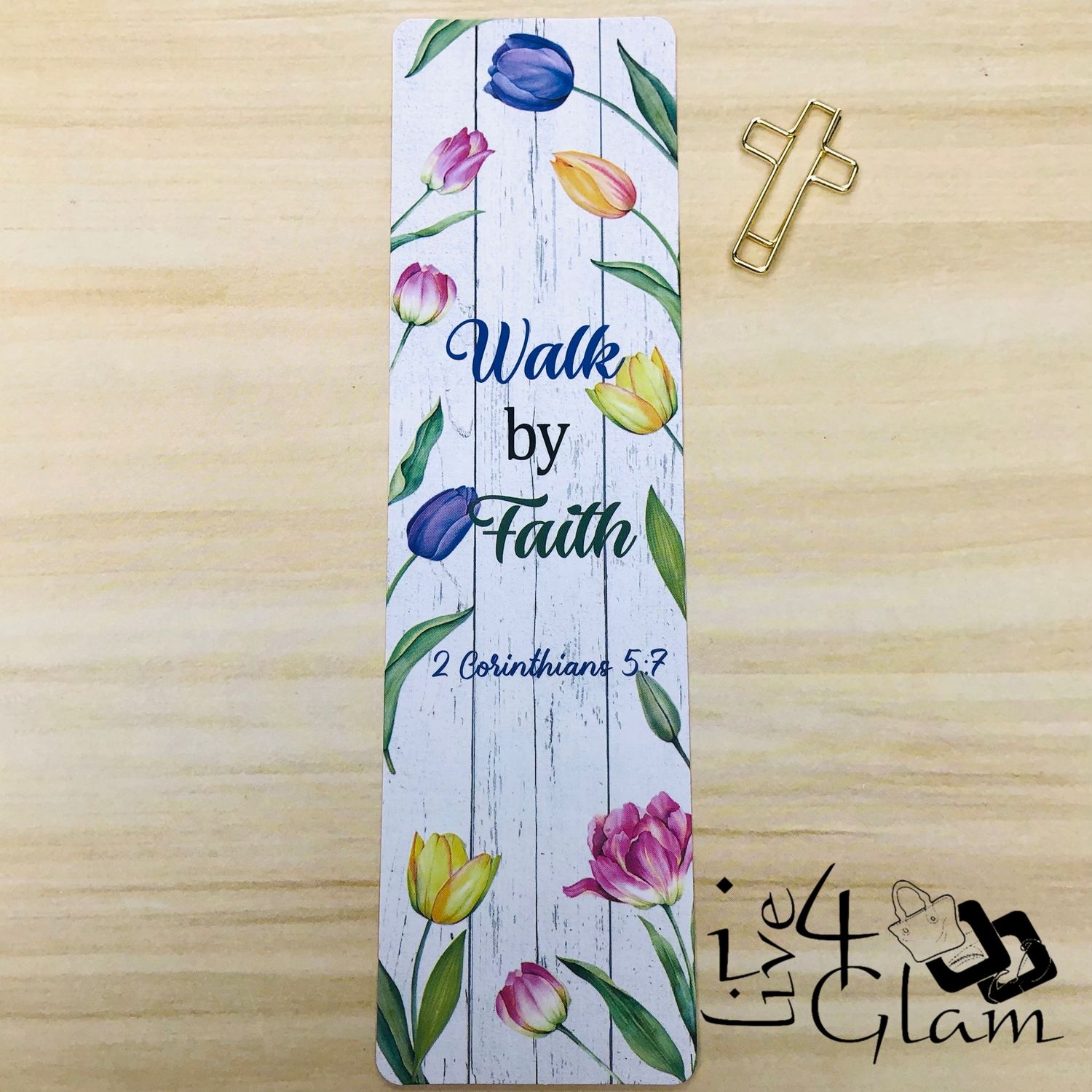 Inspirational Bible Bookmark &amp; Cross Paperclip, Style: 2 Corinthians 5:7