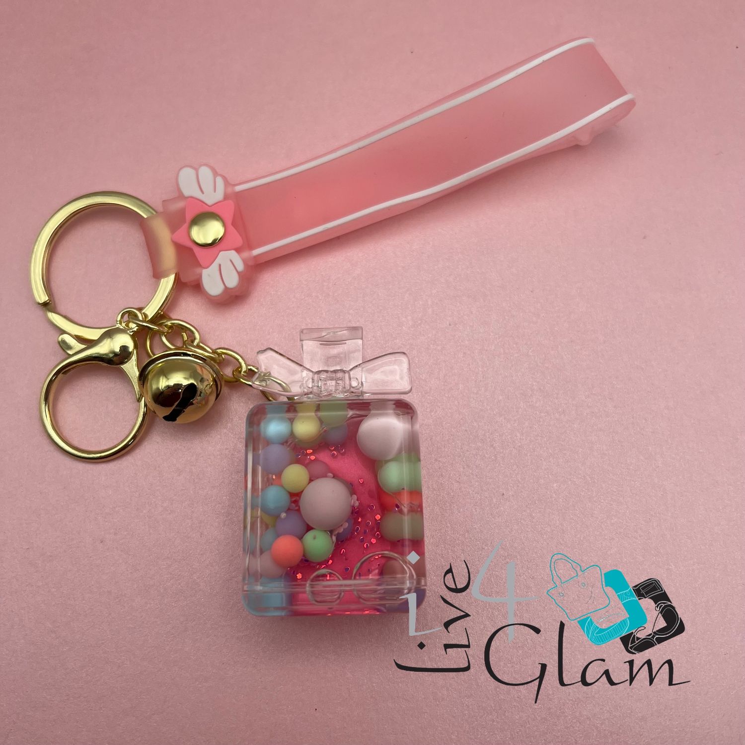 Perfume Bottle Key Chain, Color: Pink