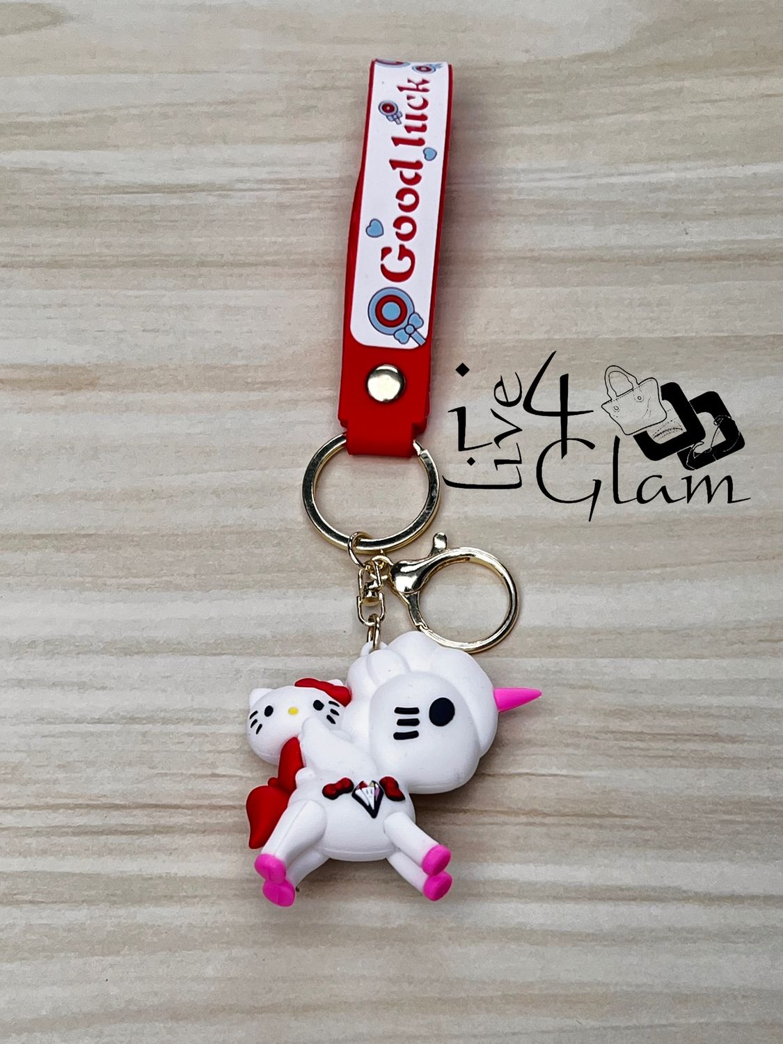 Character w Unicorn Keychain, Style: Hello Kitty