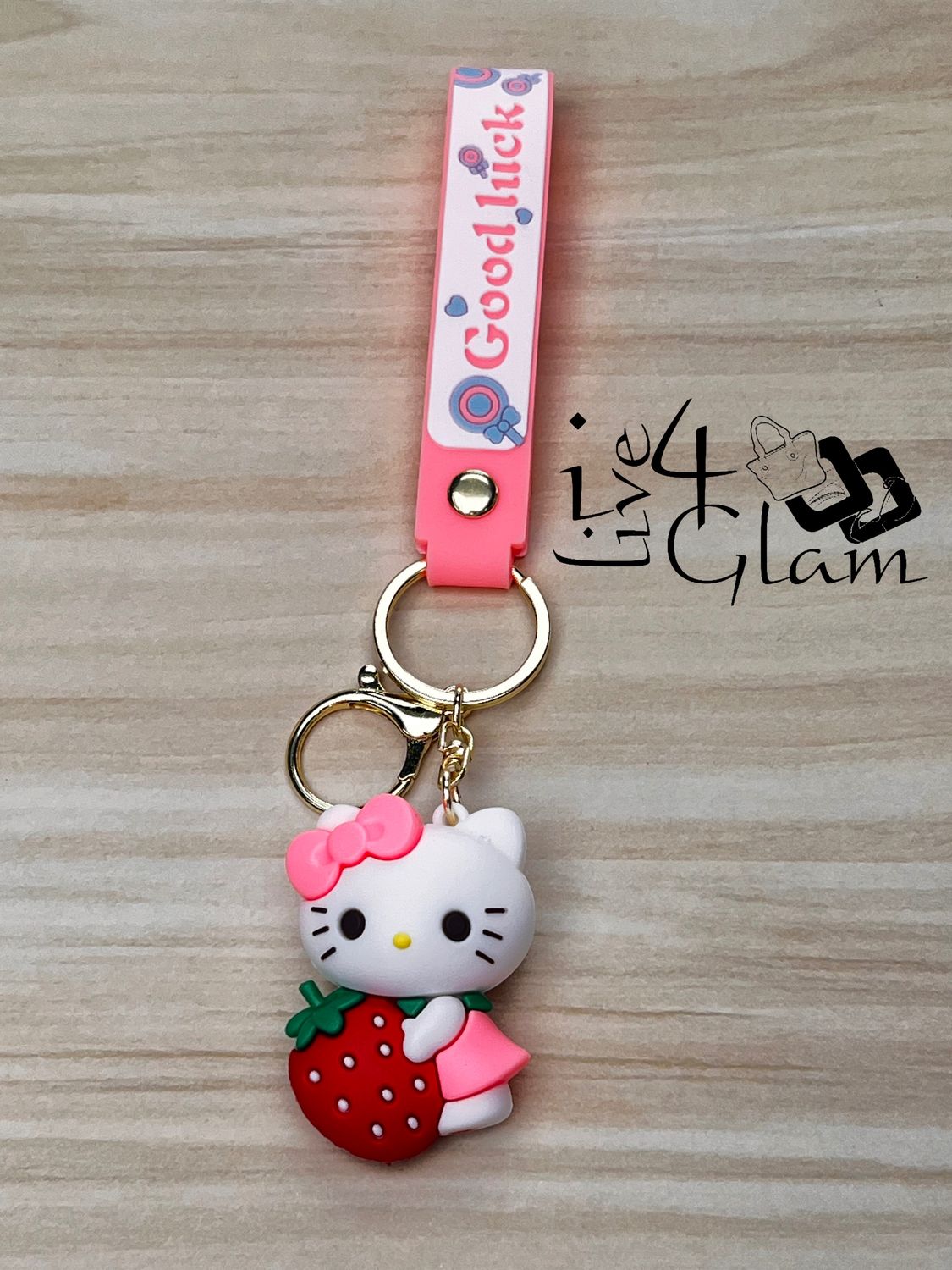 Hello Kitty w Strawberry Keychain, Style: Hello Kitty