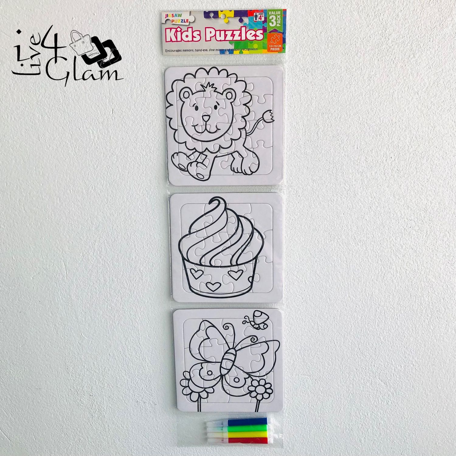 Three Pack Puzzle with Marker Set