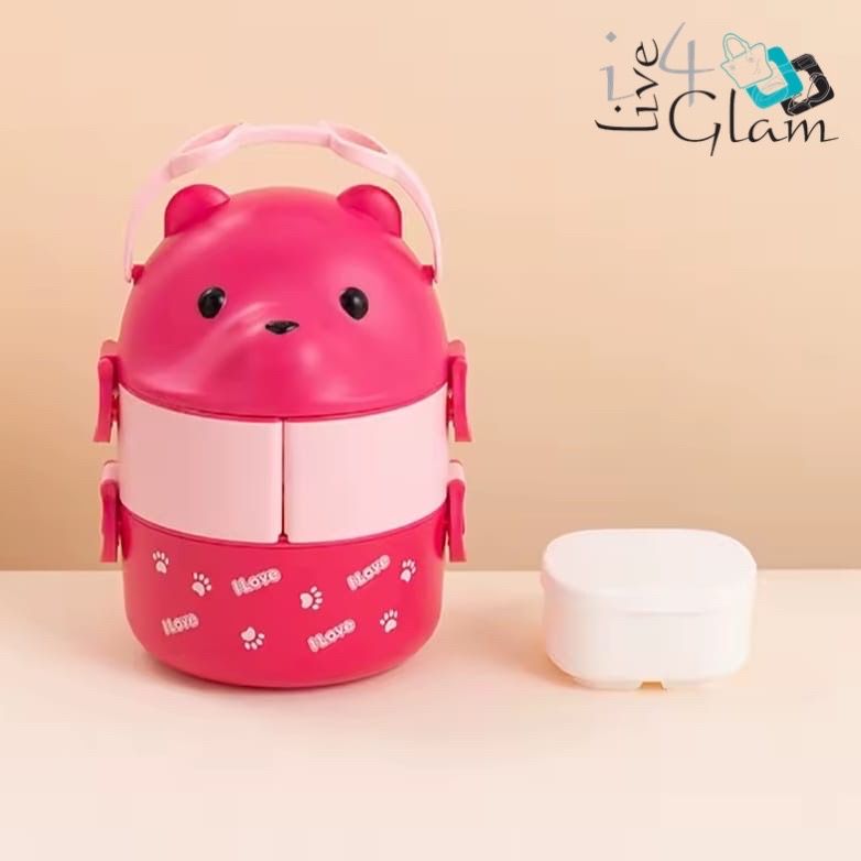 Stackable Bear Bento Lunchbox, Color: Pink