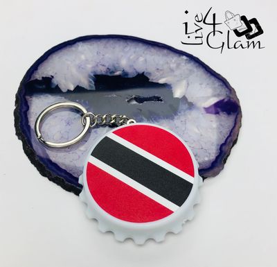 Trinidad and Tobago Flag Bottle Cap  Keychain
