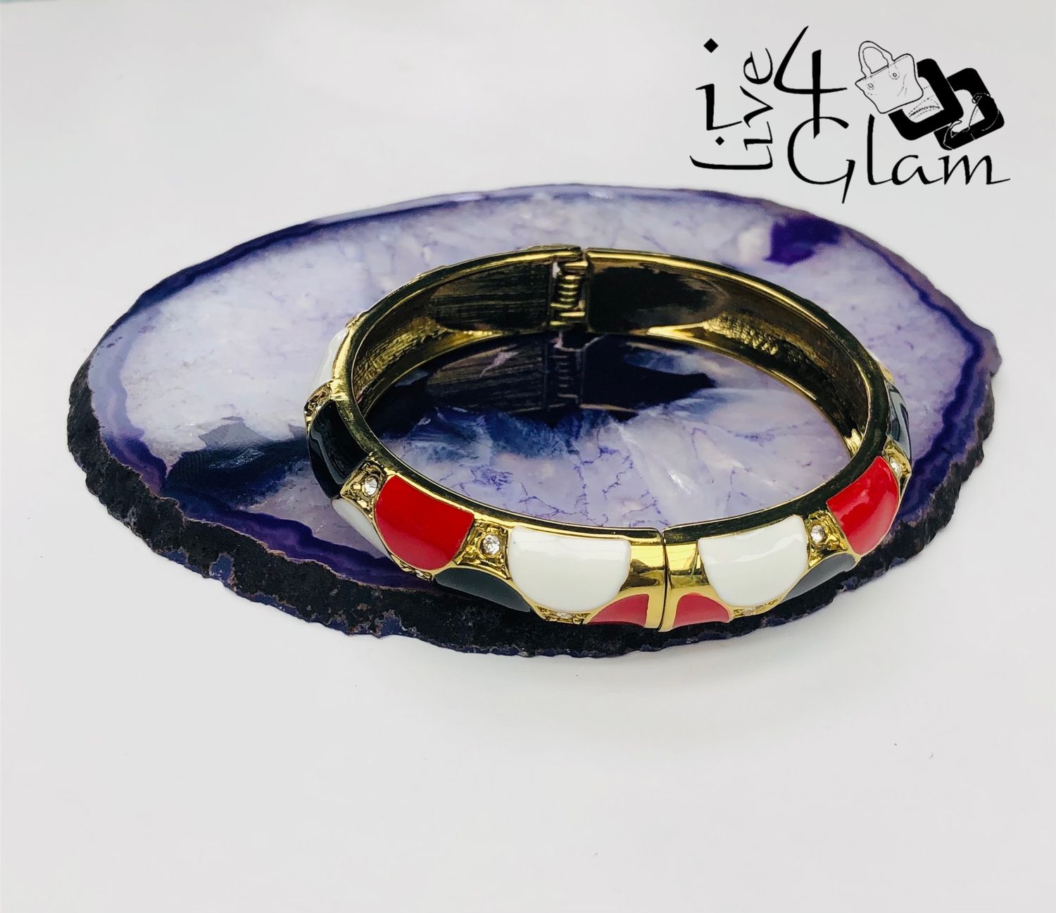 Trinidad and Tobago Red,White and Black Pattern Bangle
