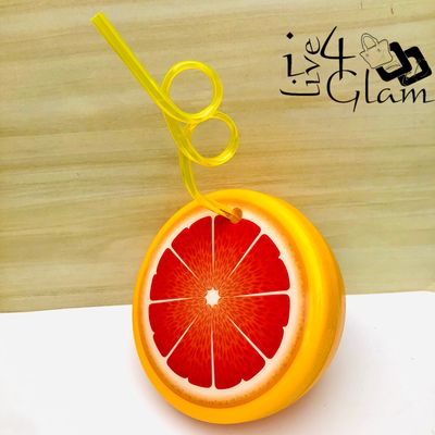 Grapefruit Fruit Cup with Fancy Straw