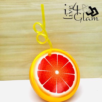 Grapefruit Fruit Cup with Fancy Straw