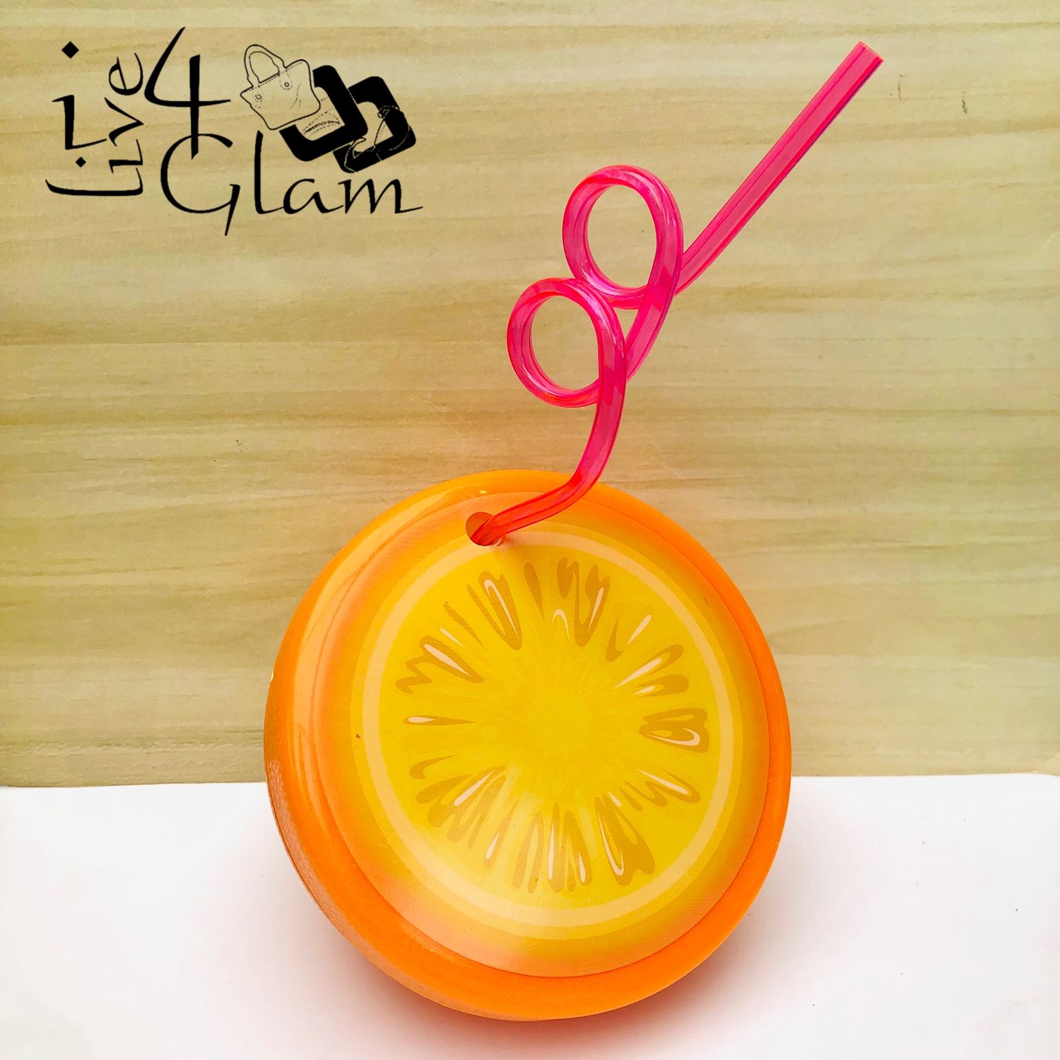 Orange Fruit Cup with Fancy Straw