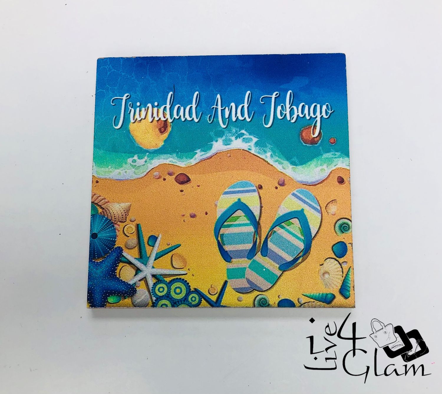 Trinidad and Tobago Wooden Coaster Slippers and Beach Design