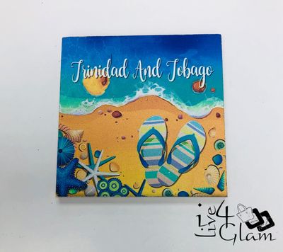 Trinidad and Tobago Wooden Coaster Slippers and Beach Design