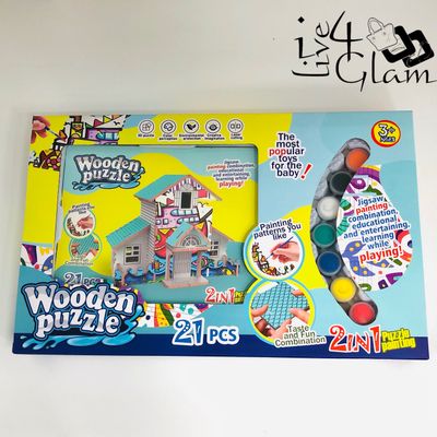 Wooden House Puzzle Paint Set