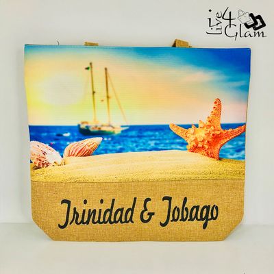 Shell and Starfish Design Beach Tote Bag