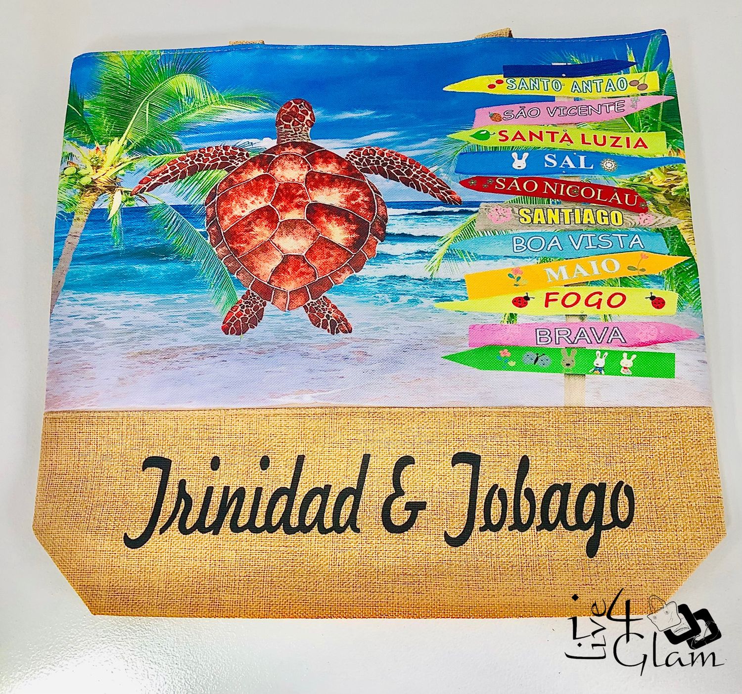 Turtle Design Beach Tote Bag