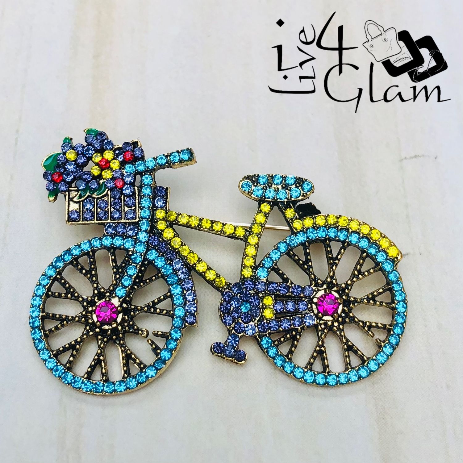 Rhinestone Bicycle Broach